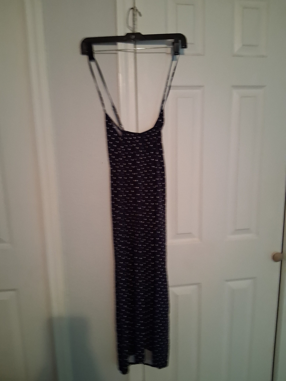 Old Navy Navy & White Printed Maxi Dress with Spaghetti Straps